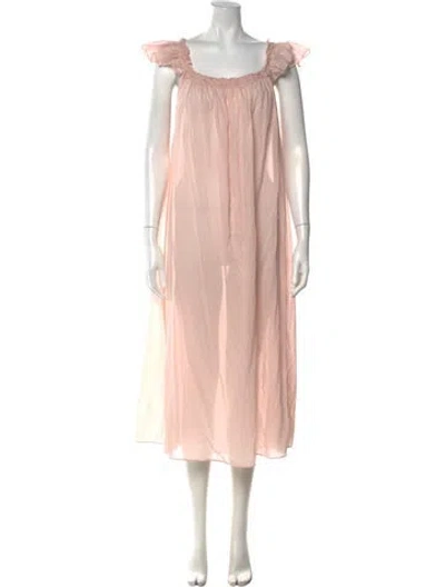 Pre-owned Doen Square Neckline Long Dress In Pink