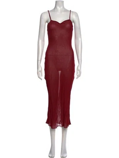 Pre-owned Doen Square Neckline Long Dress In Red