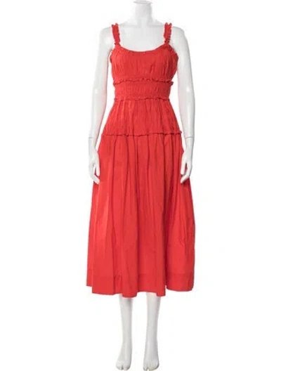 Pre-owned Doen Square Neckline Long Dress In Red