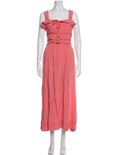 Pre-owned Doen Square Neckline Long Dress In Red