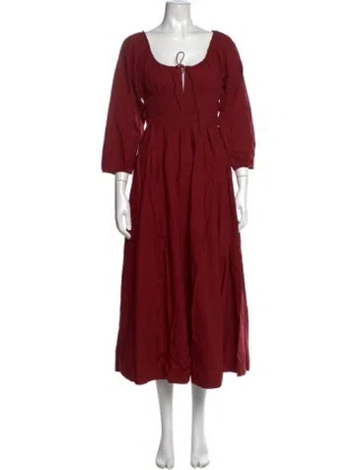 Pre-owned Doen Square Neckline Long Dress W/ Tags In Burgundy