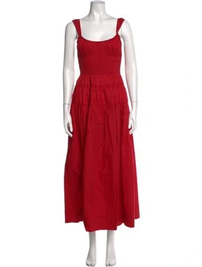 Pre-owned Doen Square Neckline Long Dress W/ Tags In Red