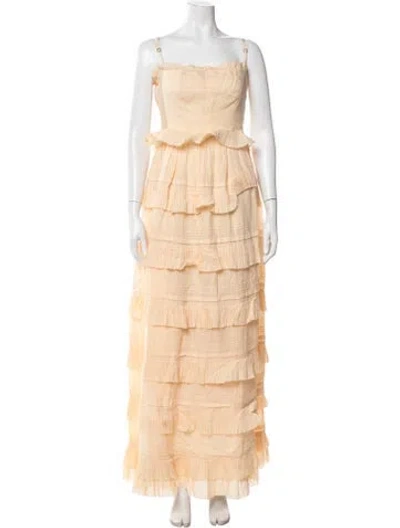 Pre-owned Doen Square Neckline Long Dress W/ Tags In Yellow
