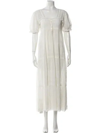 Pre-owned Doen Square Neckline Long Dress In White