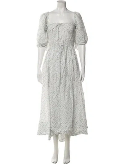 Pre-owned Doen Square Neckline Long Dress In White