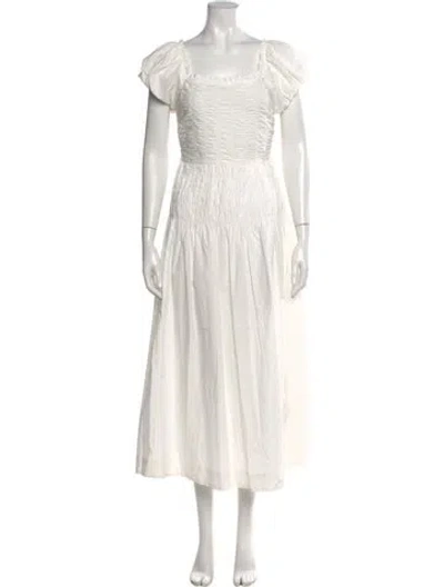 Pre-owned Doen Square Neckline Long Dress In White