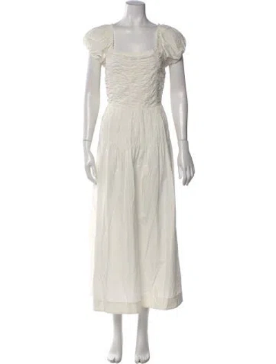 Pre-owned Doen Square Neckline Long Dress In White
