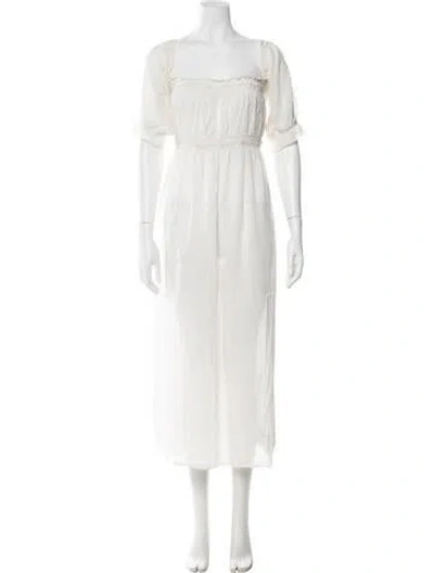 Pre-owned Doen Square Neckline Long Dress In White
