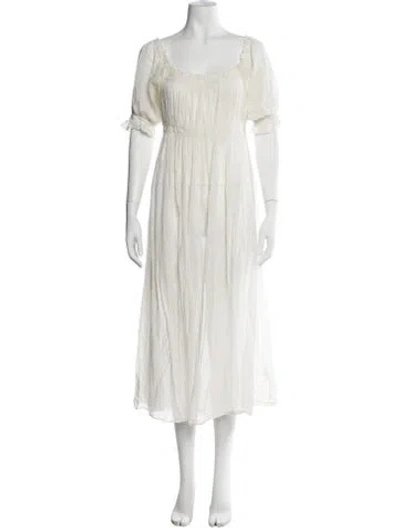 Pre-owned Doen Square Neckline Long Dress In White