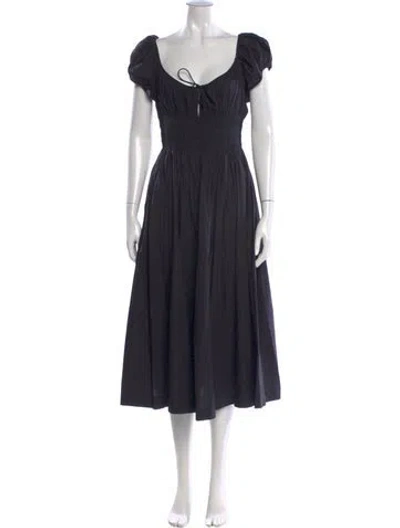 Pre-owned Doen Square Neckline Midi Length Dress In Black