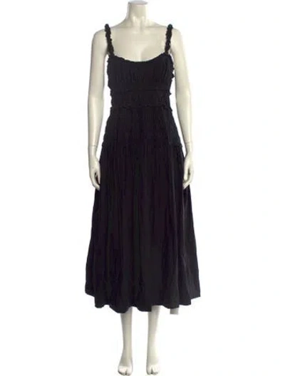 Pre-owned Doen Square Neckline Midi Length Dress In Black