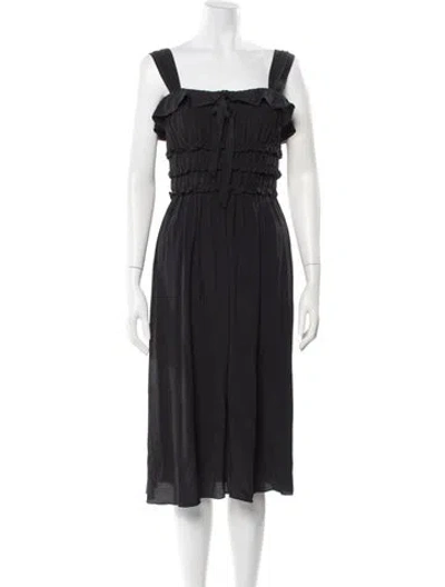 Pre-owned Doen Square Neckline Midi Length Dress In Black