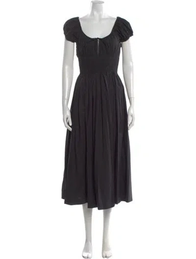Pre-owned Doen Square Neckline Midi Length Dress In Black