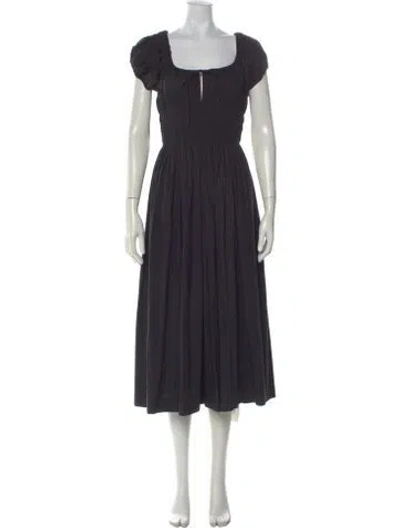 Pre-owned Doen Square Neckline Midi Length Dress In Black