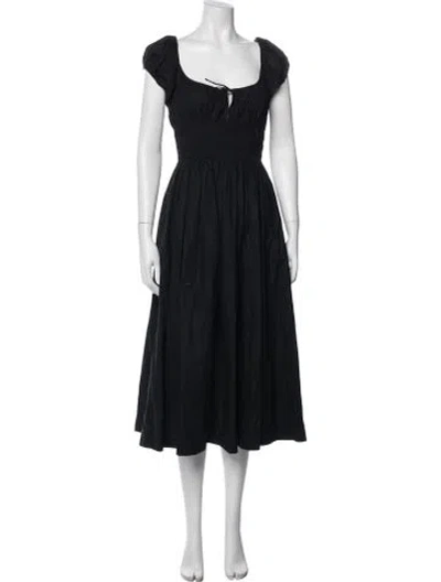 Pre-owned Doen Square Neckline Midi Length Dress In Black