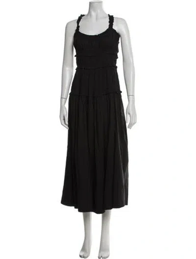 Pre-owned Doen Square Neckline Midi Length Dress In Black
