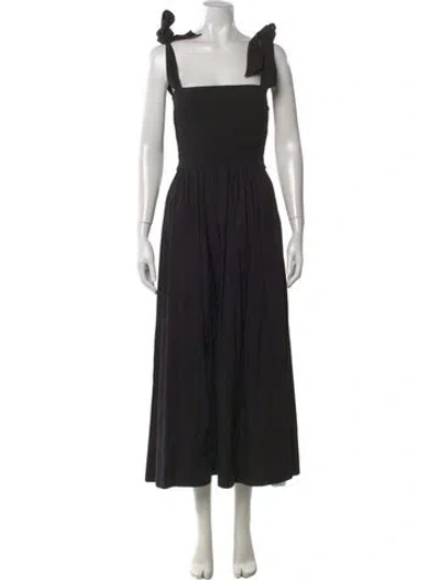 Pre-owned Doen Square Neckline Midi Length Dress In Black