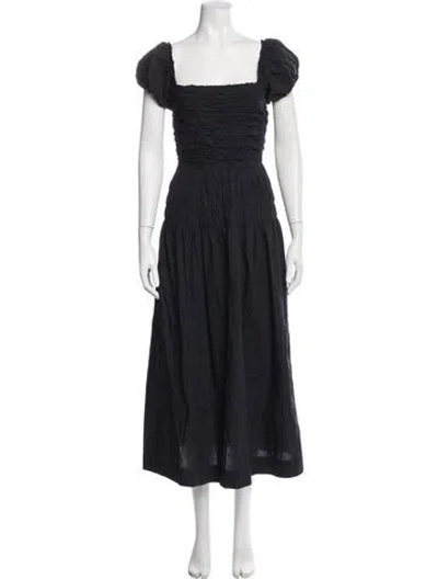 Pre-owned Doen Square Neckline Midi Length Dress In Blue