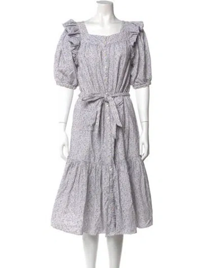 Pre-owned Doen Square Neckline Midi Length Dress In Multi