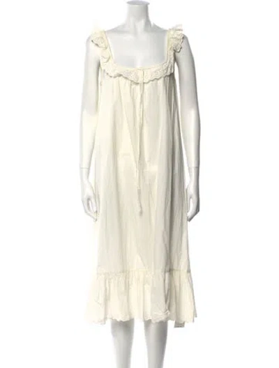 Pre-owned Doen Square Neckline Midi Length Dress In Neutral