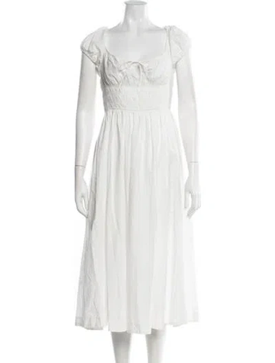 Pre-owned Doen Square Neckline Midi Length Dress In Neutral