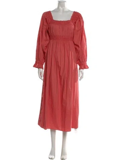 Pre-owned Doen Square Neckline Midi Length Dress In Pink