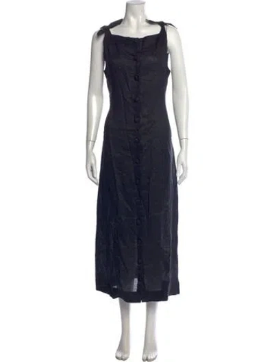 Pre-owned Doen Square Neckline Midi Length Dress W/ Tags In Black