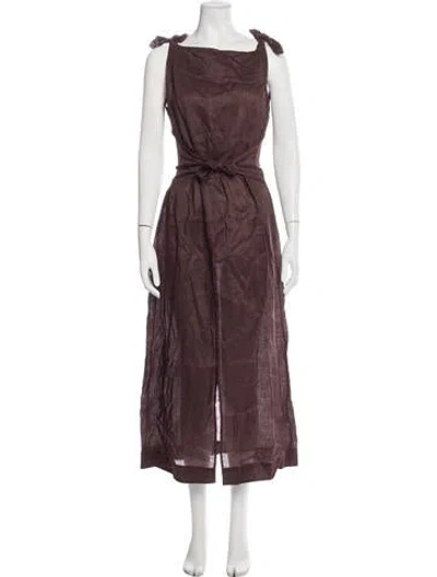 Pre-owned Doen Square Neckline Midi Length Dress W/ Tags In Brown