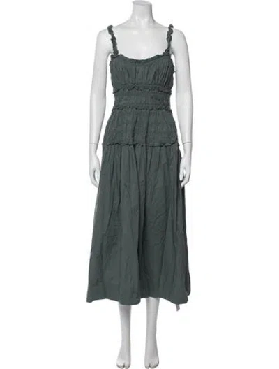 Pre-owned Doen Square Neckline Midi Length Dress W/ Tags In Green
