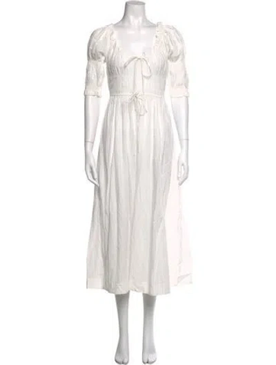 Pre-owned Doen Square Neckline Midi Length Dress W/ Tags In Neutral