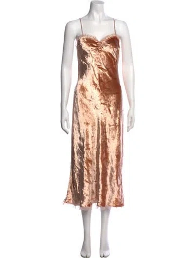 Pre-owned Doen Square Neckline Midi Length Dress W/ Tags In Pink