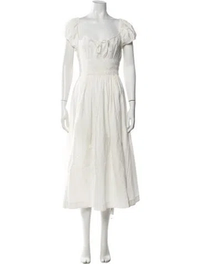 Pre-owned Doen Square Neckline Midi Length Dress W/ Tags In White