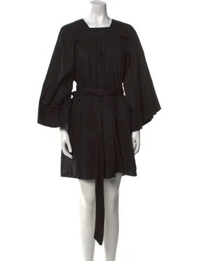 Pre-owned Doen Square Neckline Mini Dress In Black