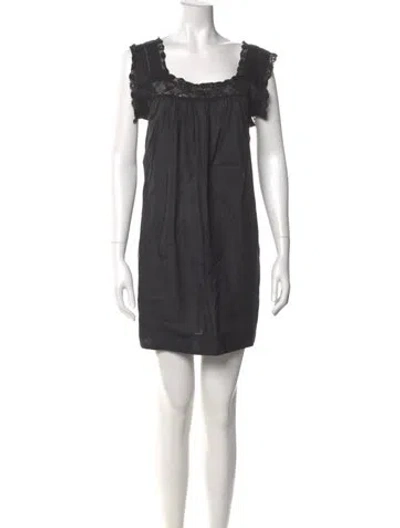 Pre-owned Doen Square Neckline Mini Dress In Black