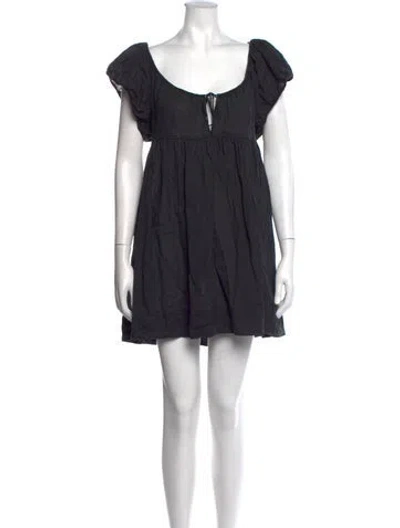 Pre-owned Doen Square Neckline Mini Dress In Black