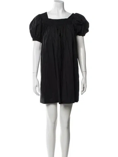 Pre-owned Doen Square Neckline Mini Dress In Black
