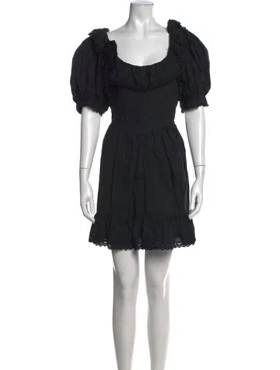Pre-owned Doen Square Neckline Mini Dress In Black