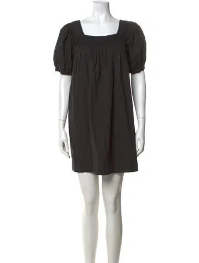 Pre-owned Doen Square Neckline Mini Dress In Black