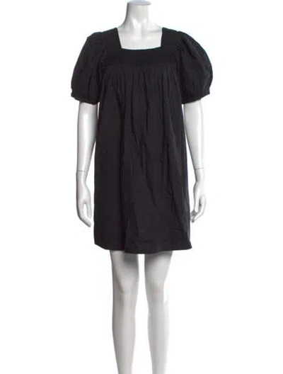 Pre-owned Doen Square Neckline Mini Dress In Black