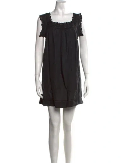 Pre-owned Doen Square Neckline Mini Dress In Black