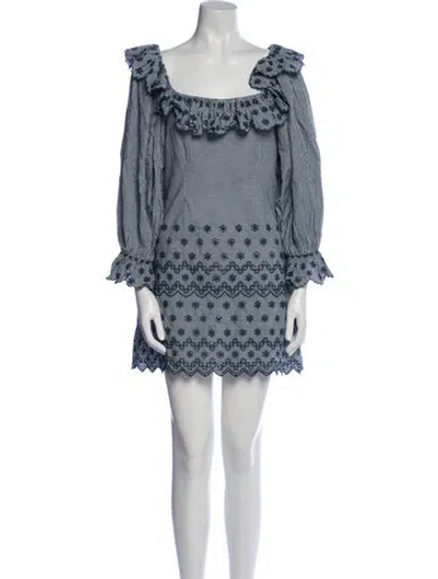 Pre-owned Doen Square Neckline Mini Dress In Blue