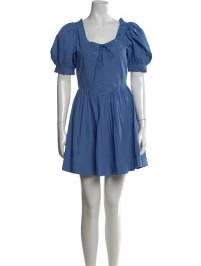 Pre-owned Doen Square Neckline Mini Dress In Blue