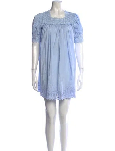 Pre-owned Doen Square Neckline Mini Dress In Blue