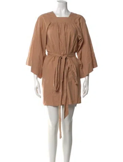 Pre-owned Doen Square Neckline Mini Dress In Brown