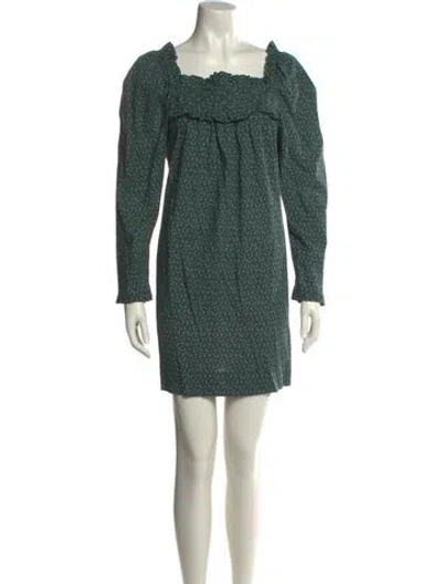 Pre-owned Doen Square Neckline Mini Dress In Green