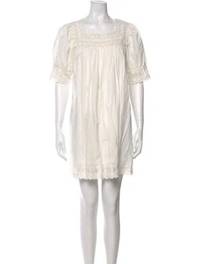 Pre-owned Doen Square Neckline Mini Dress In Neutral