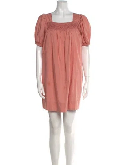 Pre-owned Doen Square Neckline Mini Dress In Pink