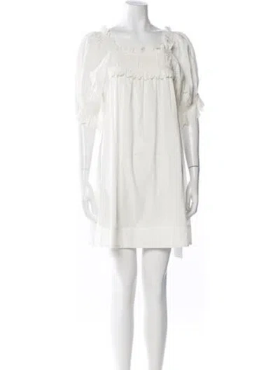 Pre-owned Doen Square Neckline Mini Dress In White