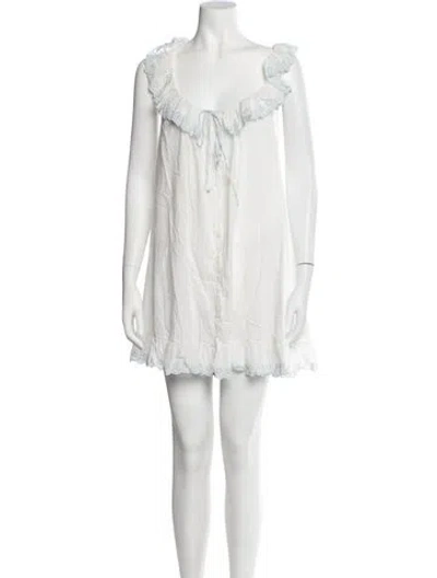 Pre-owned Doen Square Neckline Mini Dress In White