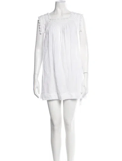 Pre-owned Doen Square Neckline Mini Dress In White